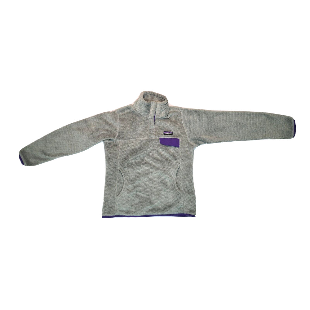 Patagonia T-Snap Fleece Pullover Sweater Gray Purple Women's Size Small